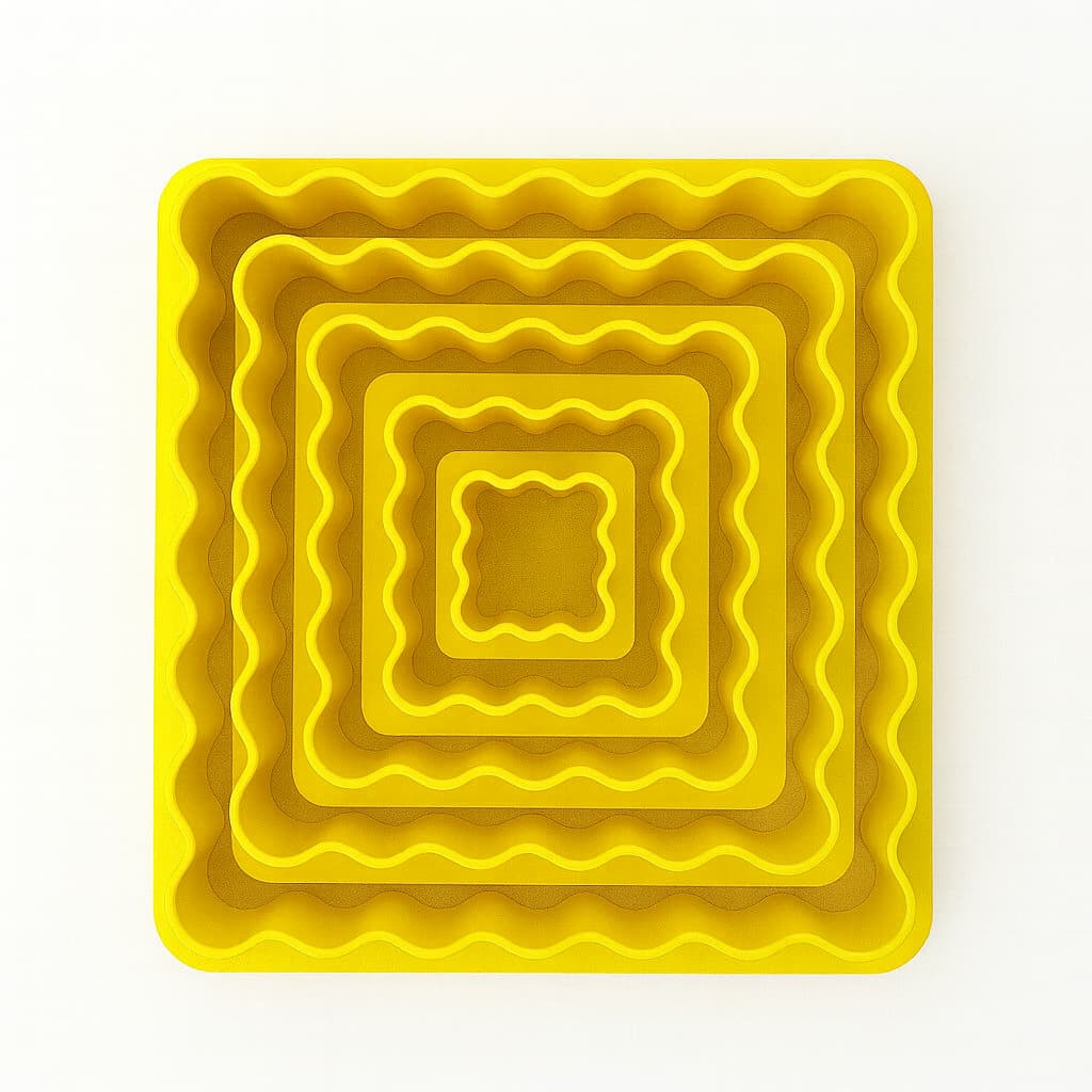 Kit Cortador Molde Pasta Americana, Biscoito Quadrado Frisado Babado 6 Peças Confeitaria