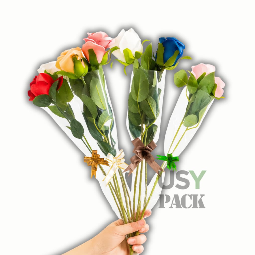 Embalagem Flor Rosa Botão Cone Transparente Pct 50 unidades