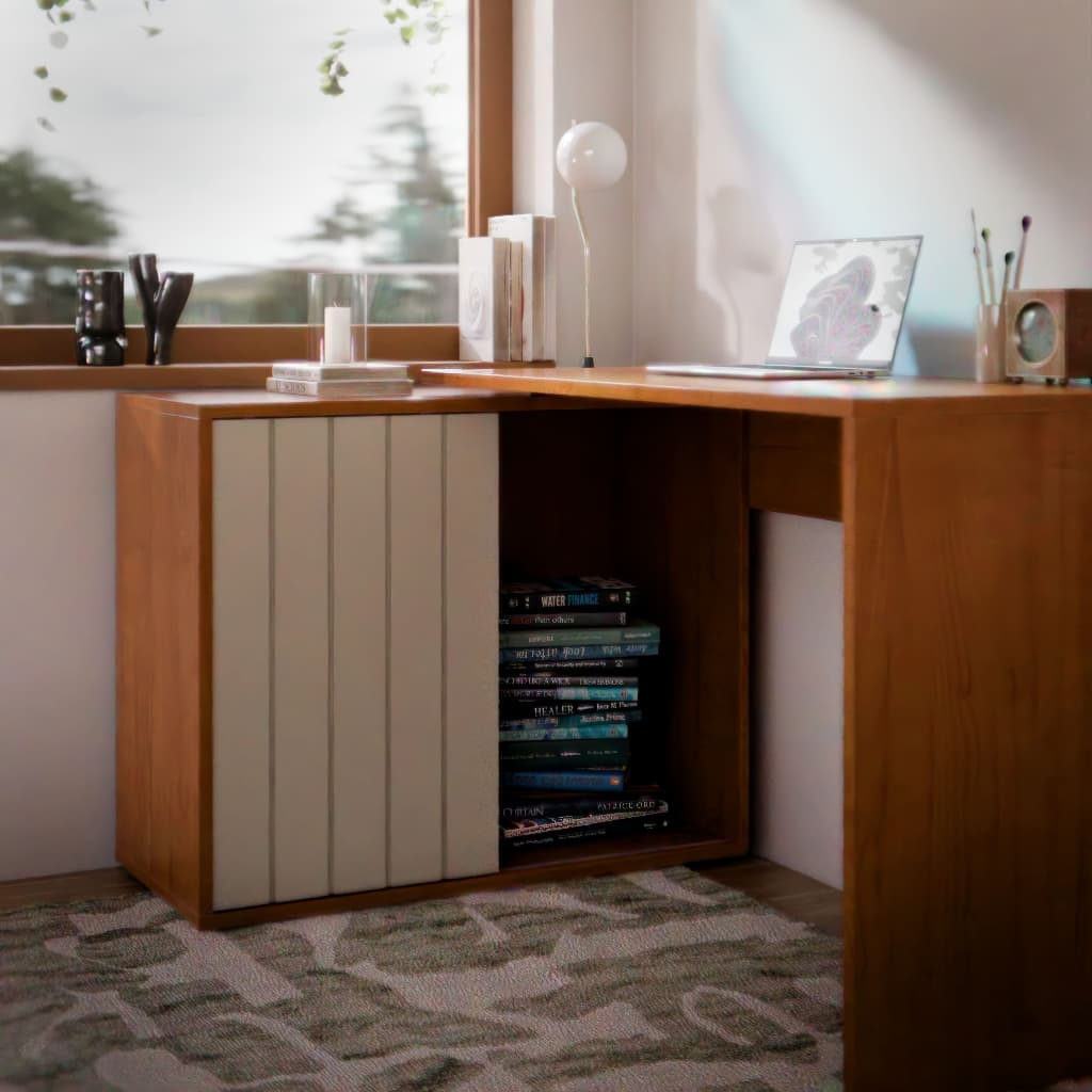 Mesa Escrivaninha De Canto Tech Home Office Com Nichos E Porta Ripada MDF MDP Para Computador