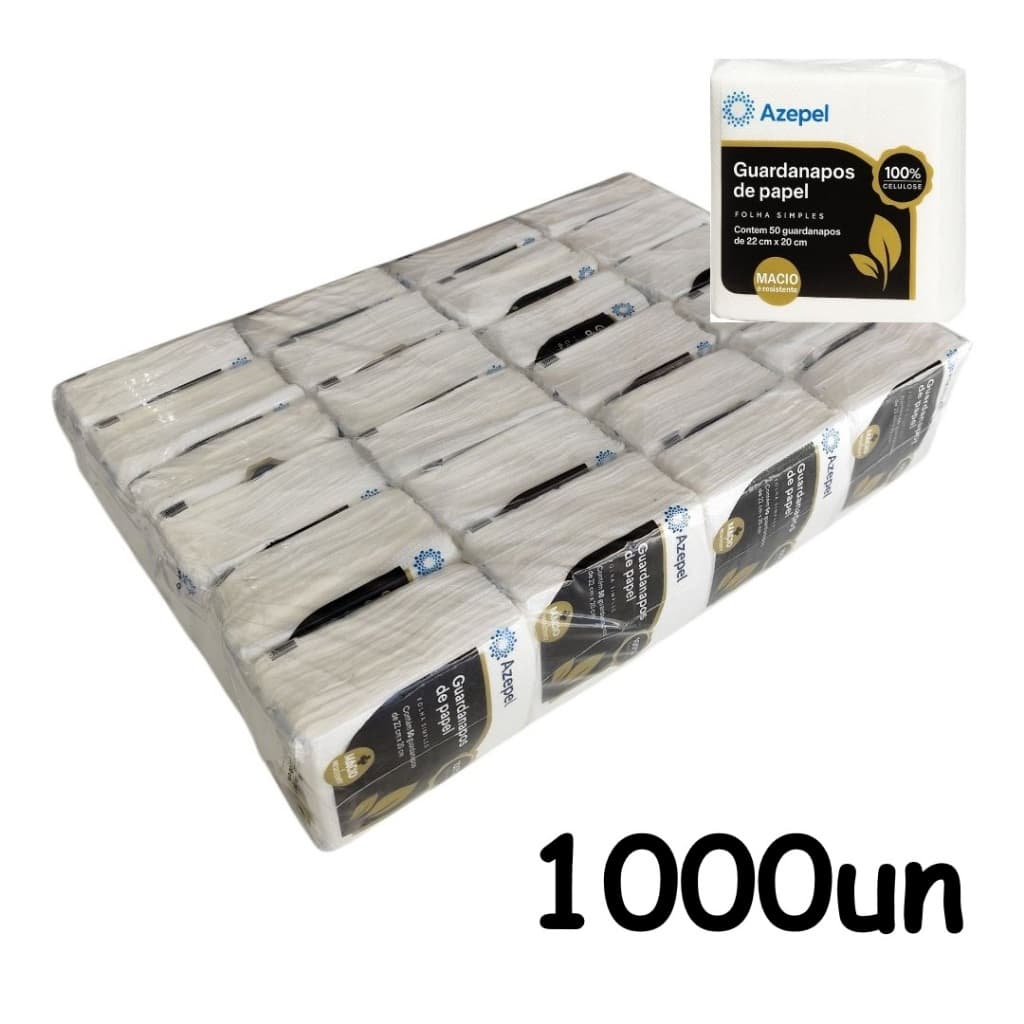 Guardanapo de Papel 1000un Fardo 20 Pacotes de 50 Folhas - 100% Celulose