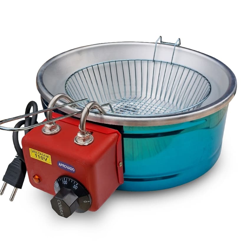 Fritadeira Elétrica Tacho 5 Litros Redonda Inox 110v e 220v Fritura Pastel Batata