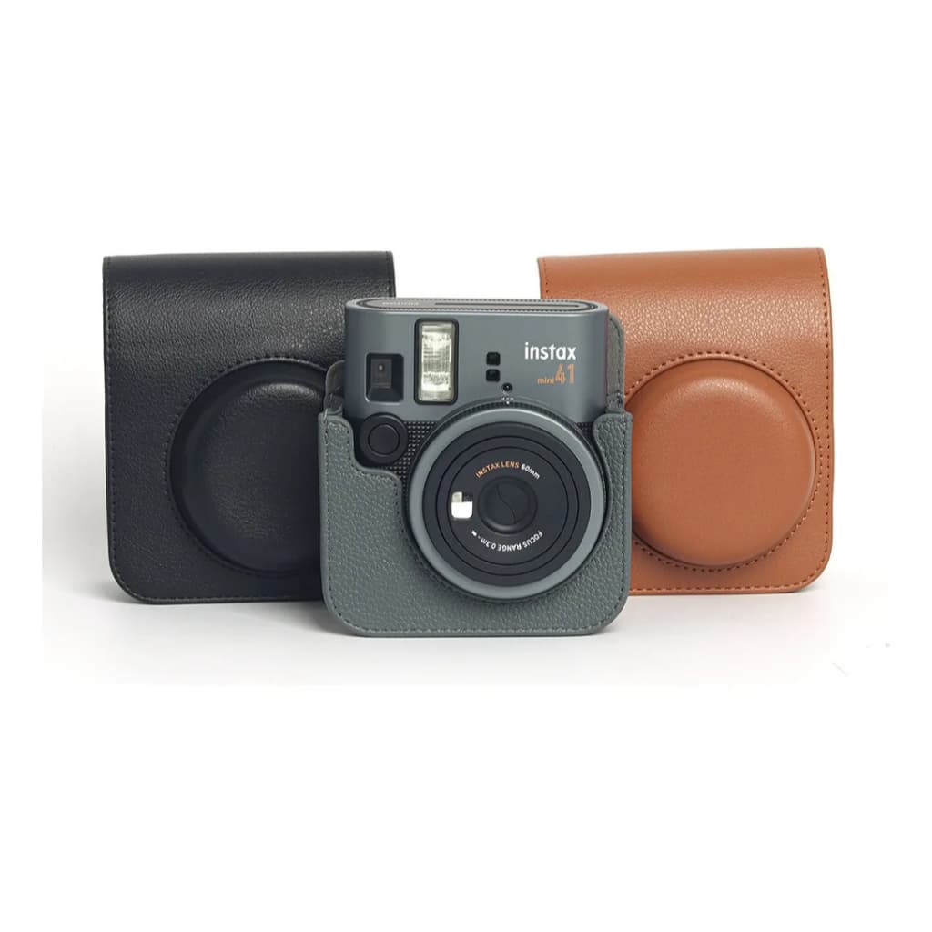 Bolsa Estojo Protetor de Couro para Câmer Fujifilm Instax Mini 41/Mini12 C/ Alça de Ombro Ajustável/Removível