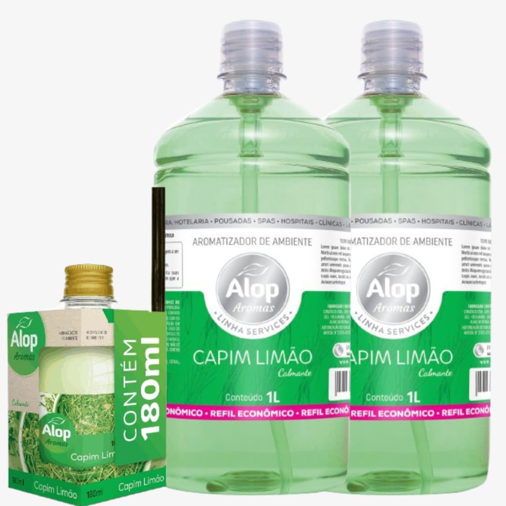 Aromas LAVANDA ou CAPIM LIMÃO 2 Litros  + 1 Difusor com Varetas 180ml para Casa