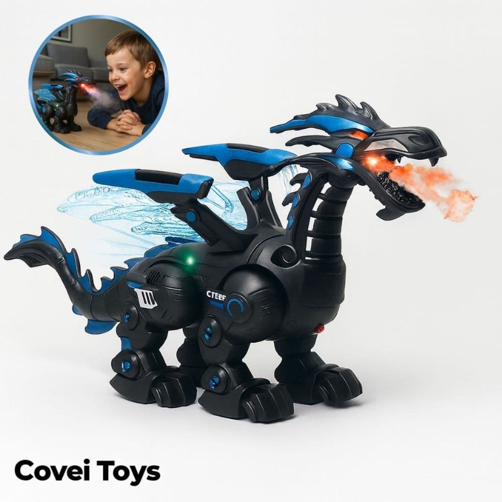 Dinossauro Robô de Brinquedo Intertiavo com Luzes e Som Cyber Dino Spray Luz Som Água