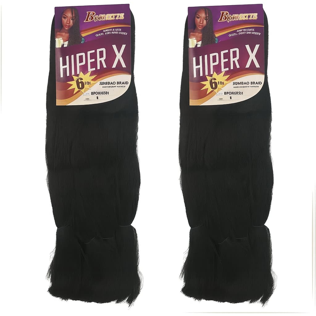 2 Pacotes Cabelo Jumbo Super Hiper X Tranças 400gr + Cor Preto #1