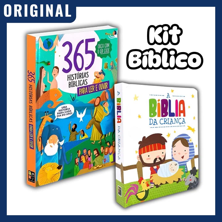 Kit Infantil Bíblico - 1 ou 2 Livros de Histórias da Bíblia para Crianças - Cristão e Educativo