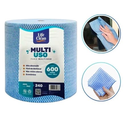 Perfex Pano de Limpeza 20x40cm – 600 Panos Reutilizáveis Picotado, Rolo com 240 Metros