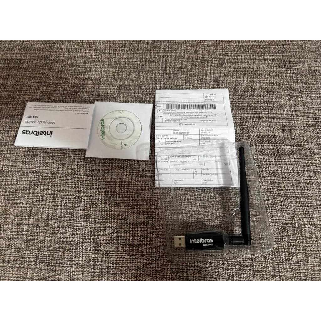 INTELBRAS - adaptador USB Wi-FI 4 de alto ganho IWA 3001 s/n XIDM4901720QH - Velocidade 300 Mbps