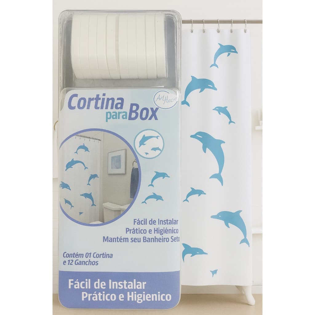 CORTINA BOX PARA BANHEIRO IMPERMEAVEL Plastico 1,78 X 1,80 com 12 ganchos