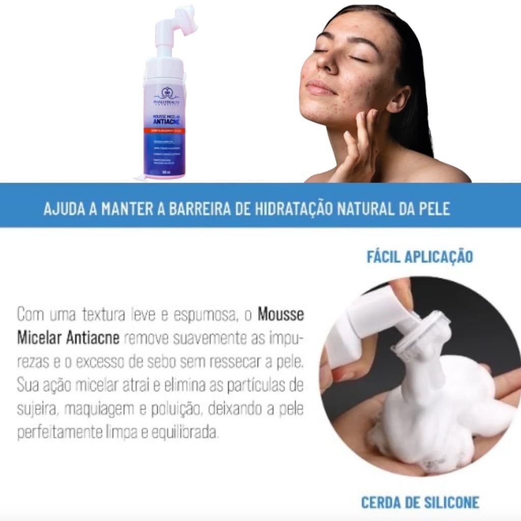 Mousse Para Limpeza Facial Antiacne Phallebeauty