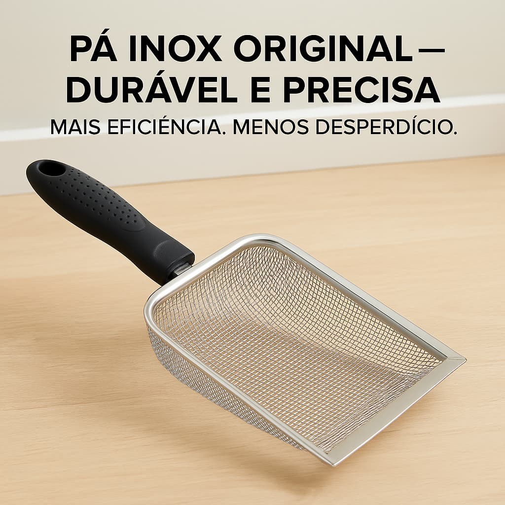 Pazinha Coletora Higiênica De Areia De Gato Peneira Aço Inox 2