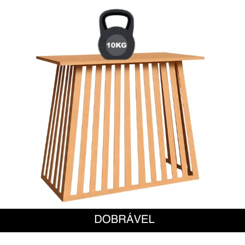 Mesa Ripada Geométrica Dobrável MDF Cru 90x85x50 cm Decoração Festa Aniversário Casamento