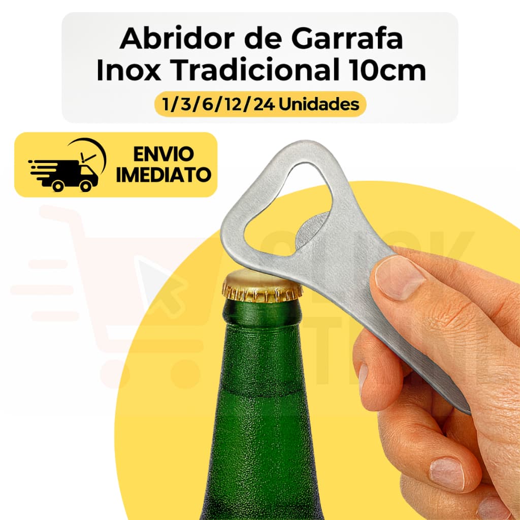 Abridor de Garrafa Inox Tradicional 10cm com 1/3/6/12 ou 24 Unidades Cerveja Refrigerante Bar Cozinha