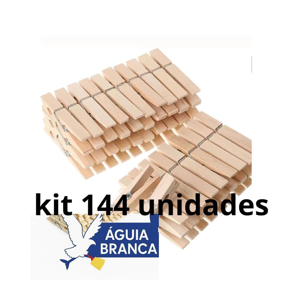 KIT COM 144 UNIDADES DE PRENDEDOR DE ROUPAS, MADEIRA
