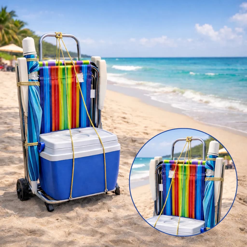 Carrinho De Mão Dobrável Bagagem Maleiro Carga Cooler Caixa Térmica Feira Sacoeira Praia até 65 Kg