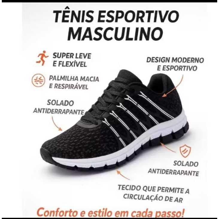 Tênis Esportivo Masculino e Feminino Academia leve Costurado Colado Solado Antiderrapante Resistente