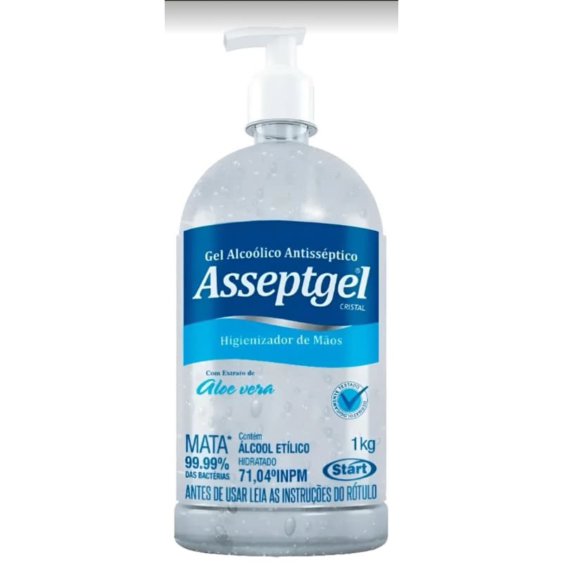 Álcool em Gel Asseptgel Cristal 420g com Ação Antisséptica e Hidratação