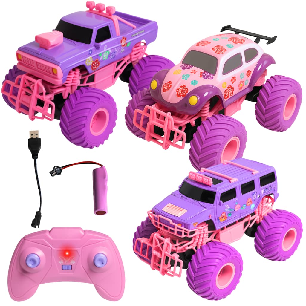 Carrinho Controle Remoto Jeep Rosa Menina Recarregável 4x4 Off Road Grande
