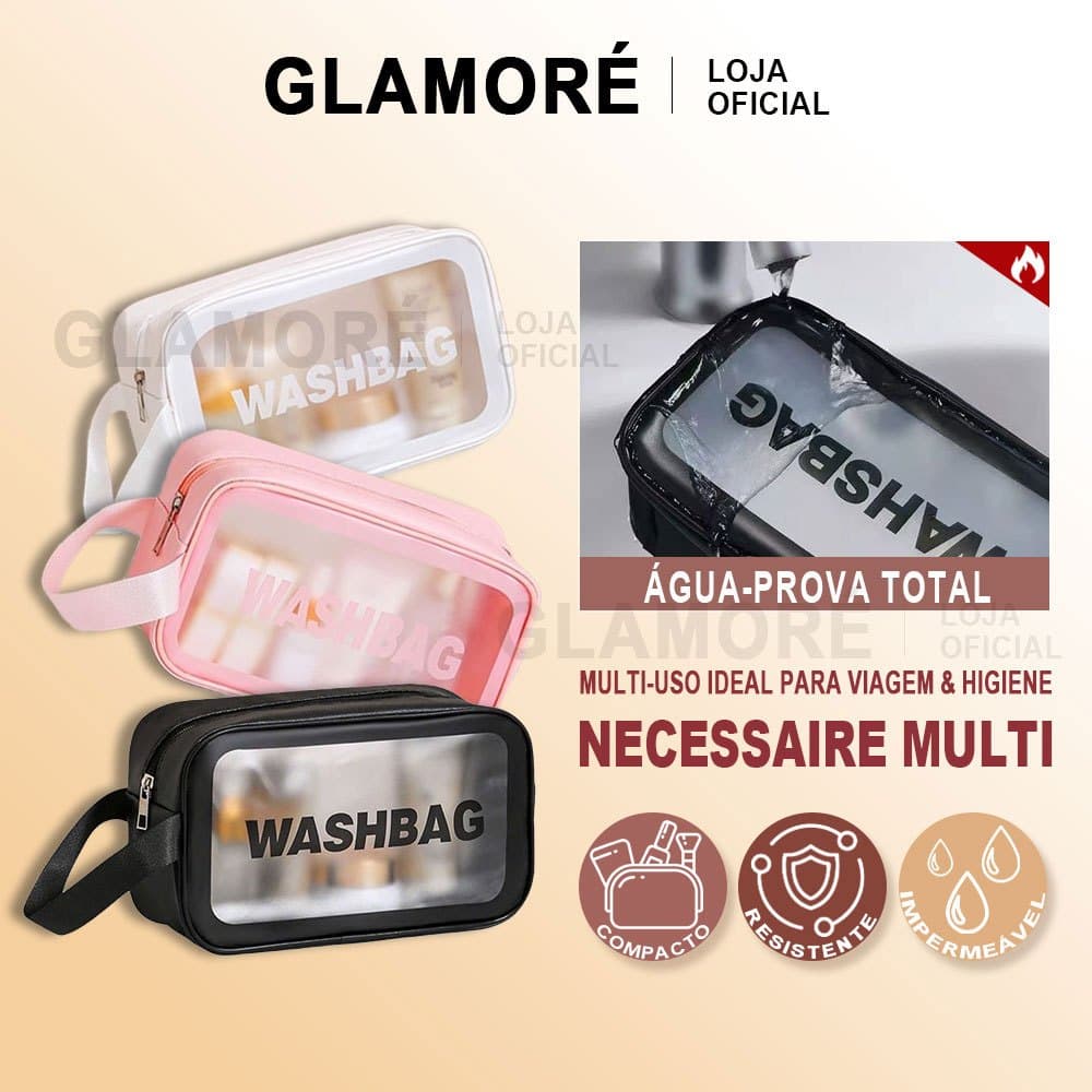 Necessaire Grande Transparente | Bolsa de Toilete para Viagem e Academia
