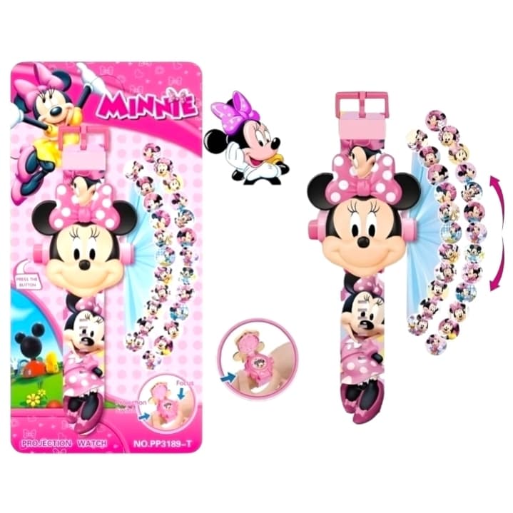 Relógio Infantil Projetor De Imagens 3D Patrulha Canina  Minnie Skye Kuromi