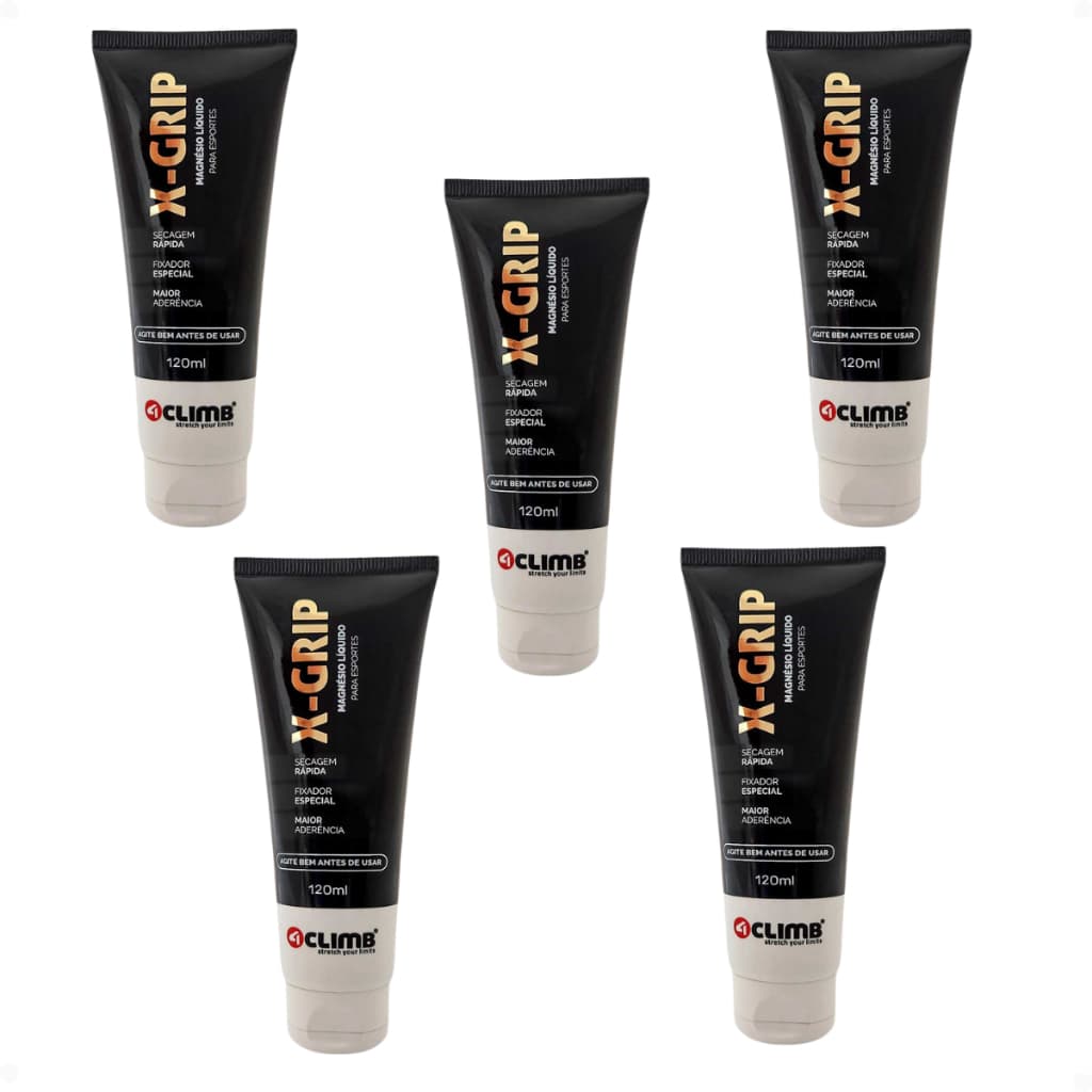 Kit 5 Magnésio Liquido X- Grip Chalk Crossfit Lpo 120mL Ginástica Escalada Calistenia Cross Montanha
