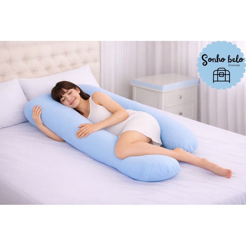 Almofada  Travesseiro  de Corpo Gestante Anatómico 100% Algodão Varias Cores Formato em U • Apoio barriga e costas