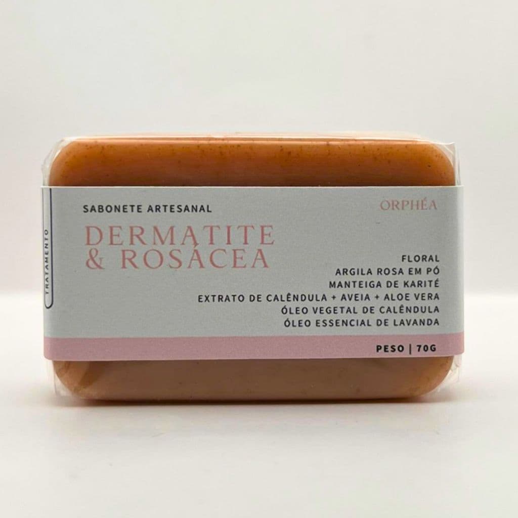 Sabonete Artesanal Dermatite & Rosácea Argila Rosa 70g Peles com Sensibilidade, Vermelhidão, Inflamação, Desconforto