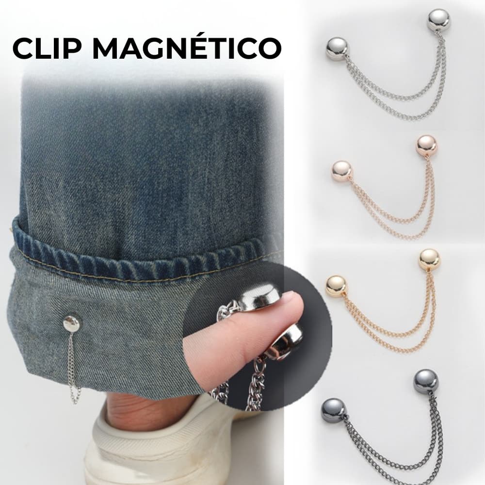 Clipe Magnético Multifuncional Para Ajuste e Estilizar Roupas Com Corrente De Metal Fixação Com Imã