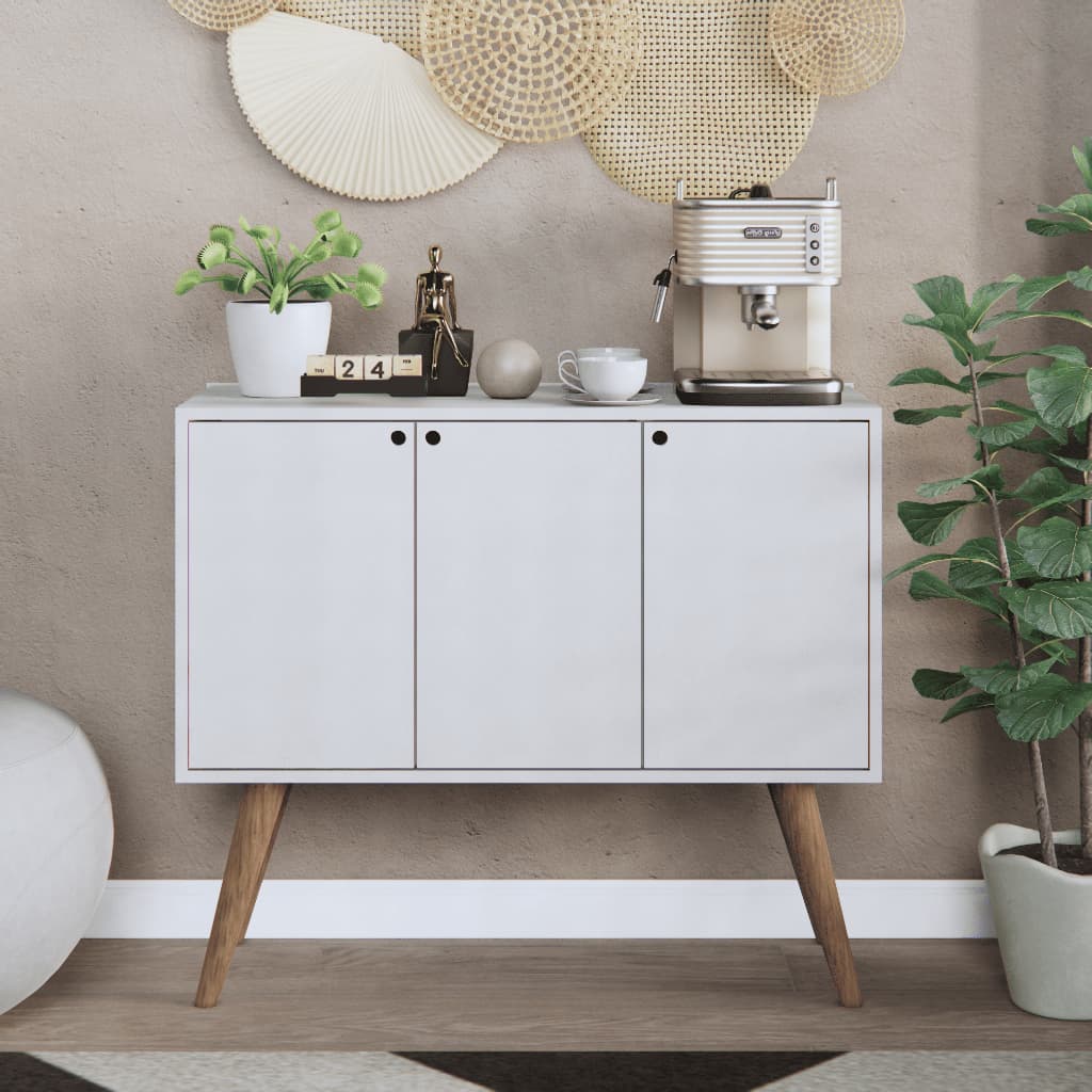 Aparador Buffet Bonatto 3 Portas com Pés em Madeira Cantinho Do Café