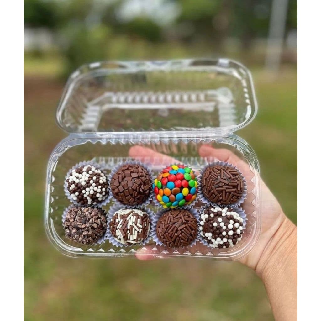 100un Embalagem 350 ml  Plástica Retangular Alta P10 Doces Brigadeiro Tortas e Bolos