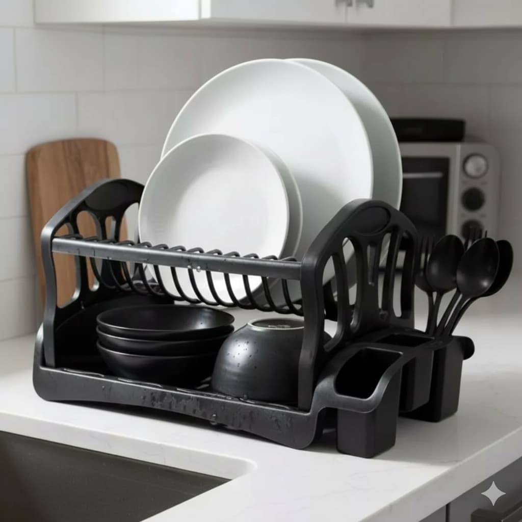 Escorredor de Louça Duplo Cozinha Prático Plástico Resistente Organizador Pia