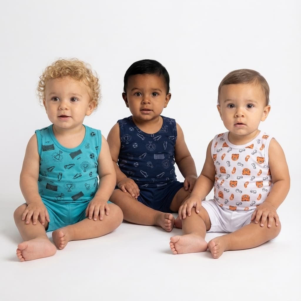 Kit 3 Conjunto Bebe Infantil Regata Short Menino Básico Super Confortável Lançamento