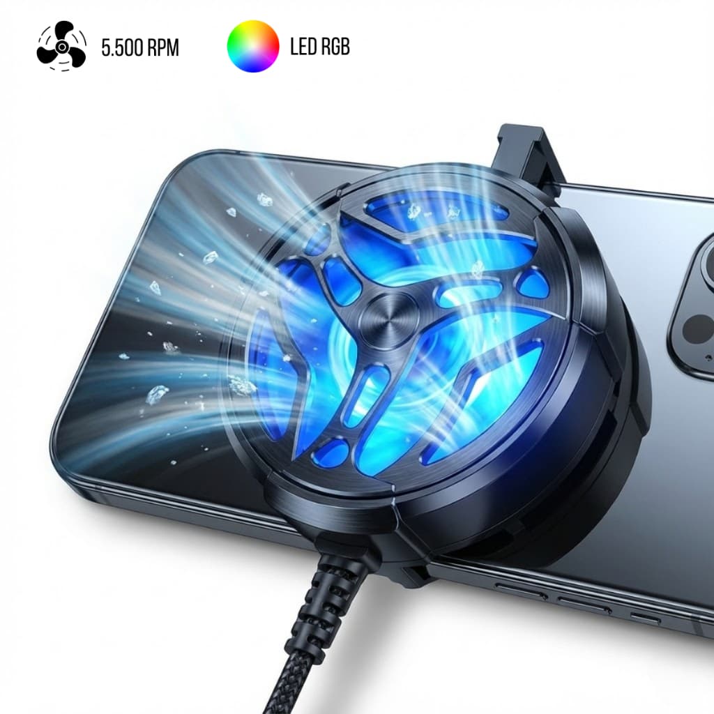 Cooler celular Gamer RGB AL01 5.500RPM + Luvinha de dedo ou Sem luva jogar free fire