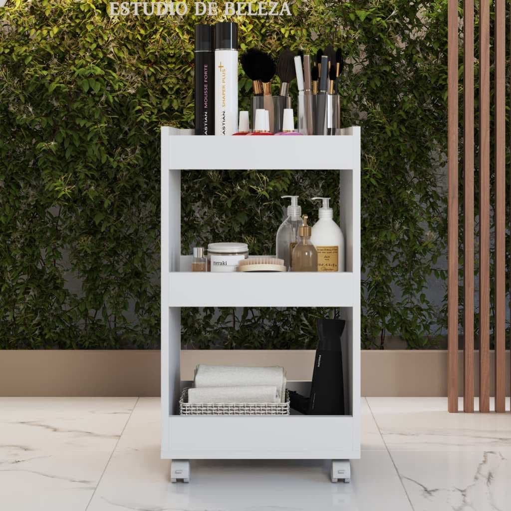 Carrinho Auxiliar Suporte Para Esmalte Salão De Beleza Manicure Mesa Com Rodinhas