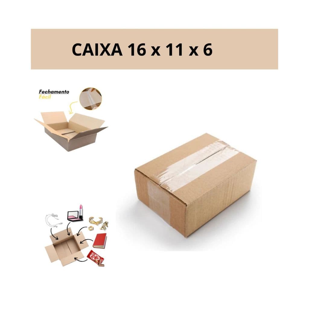 Caixas de papelão 16x11x6 cm C/ 100 unidades - Ideal para Correio, PAC, SEDEX E-commerce em geral