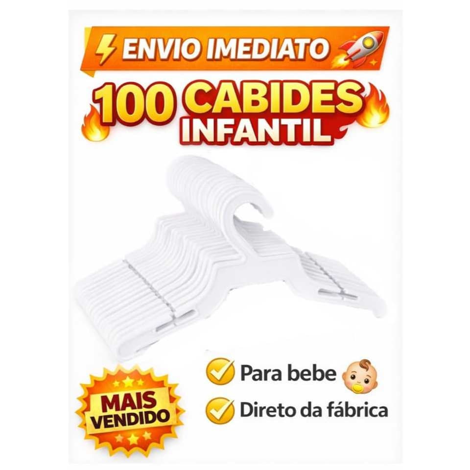 KIT 100 ,50,20 CABIDE INFANTIL BEBE CABIDE PARA ROUPAS
