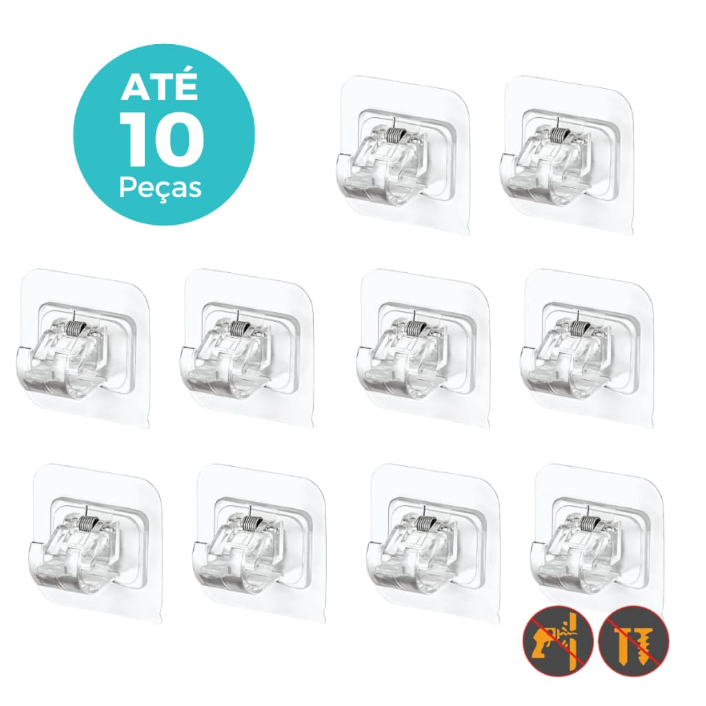 Suporte Para Barra de Cortina Adesivo Kit 2/4/6/8 Ajuste Fácil e Instalação Sem Pregos Sem Furo