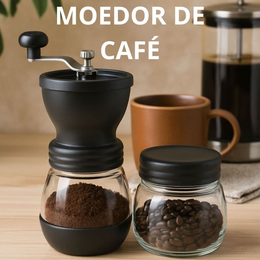 Moedor De Café Triturador Grãos Manual  Cerâmica Vidro   Reservatório Com Regulagem