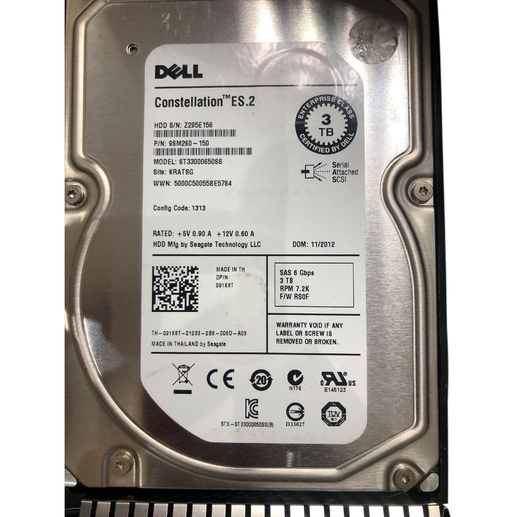 Hd 3tb Dell 3.5  ST33000650ss 9sm260-150 - Servidor com Gaveta  Usado