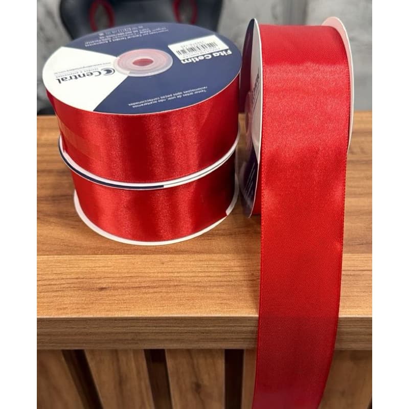 Fita de cetim vermelha  🎀 🎀38 mm e 25 mm -50 METROS CADA