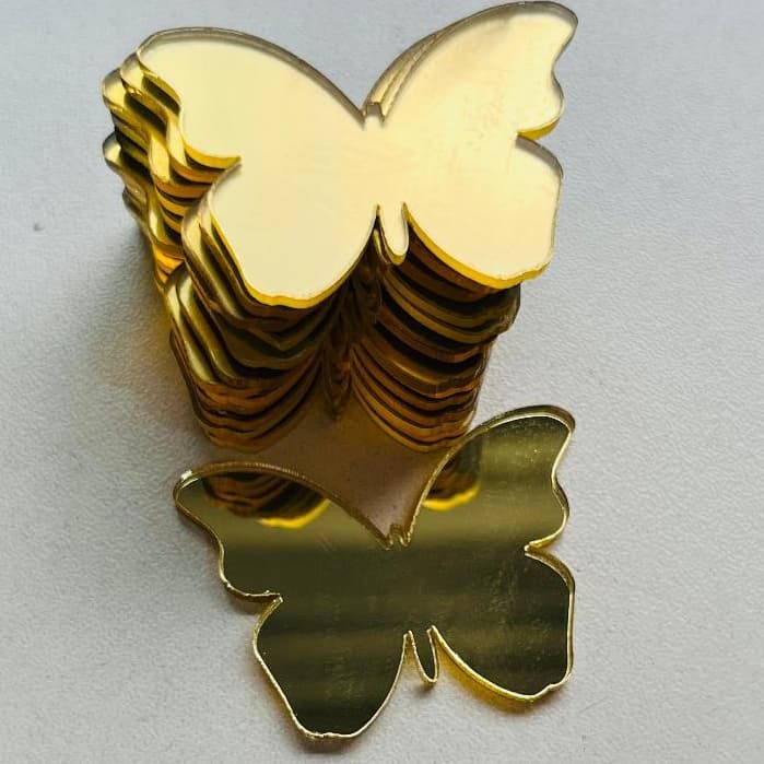 30 Mini Borboletas 4cm em Acrílico Espelhado Decoração para Quarto Dourado Decorativas Quarto Salão