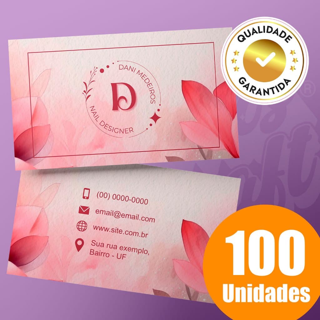 Cartão de Visita 9x5cm l 50 ou 100 unidades de cartões de visita l ENVIE SUA ARTE