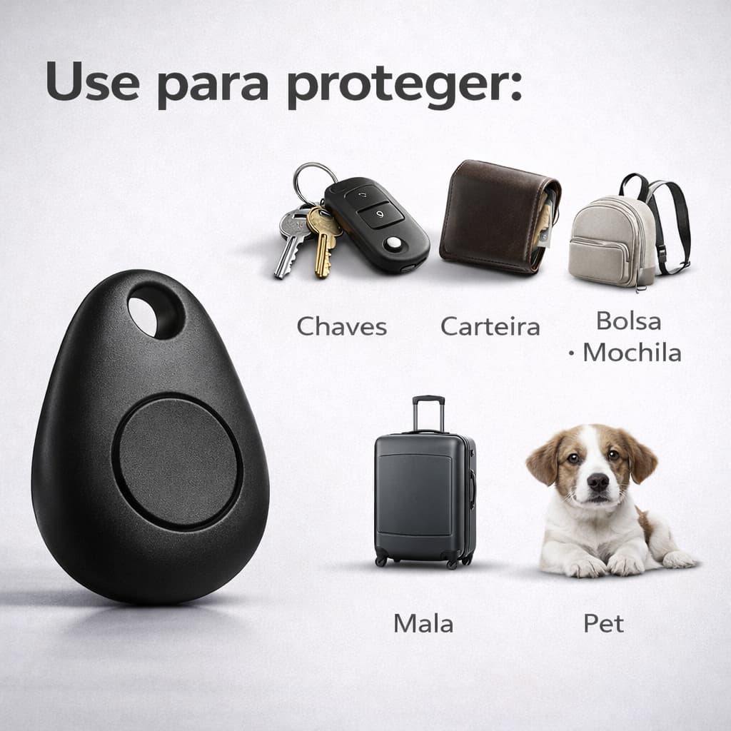 Vigilant One™ Rastreador Smart Bluetooth Anti-Perda | Localizador App para Chaves, Pets, Bolsas, Mala e Crianças