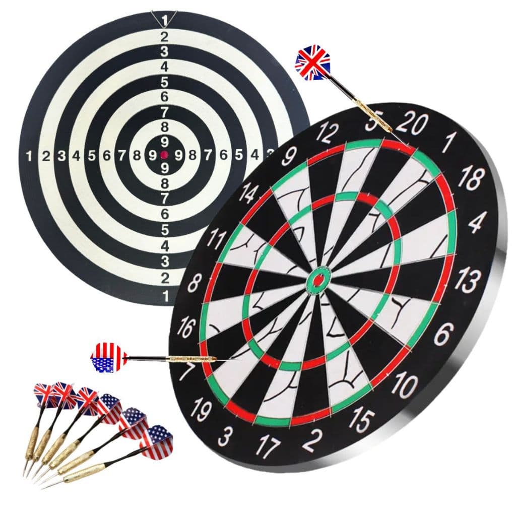 Jogo Dardos Grande 6 Dardos Alvo Duplo 44cm 20mm Espessura