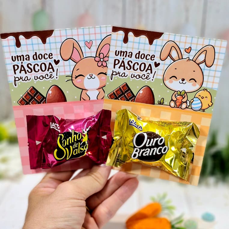 Card Cartão para Bombom Lembrancinha Mimo de Páscoa (NÃO ACOMPANHA CHOCOLATE)
