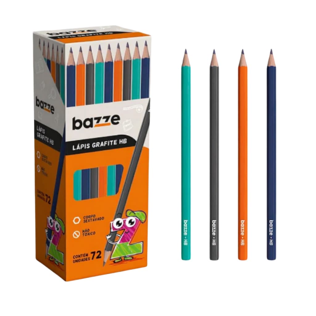 Caixa de Lápis Grafite Escrever Escolar Desenho com 72 unidades da BAZZE