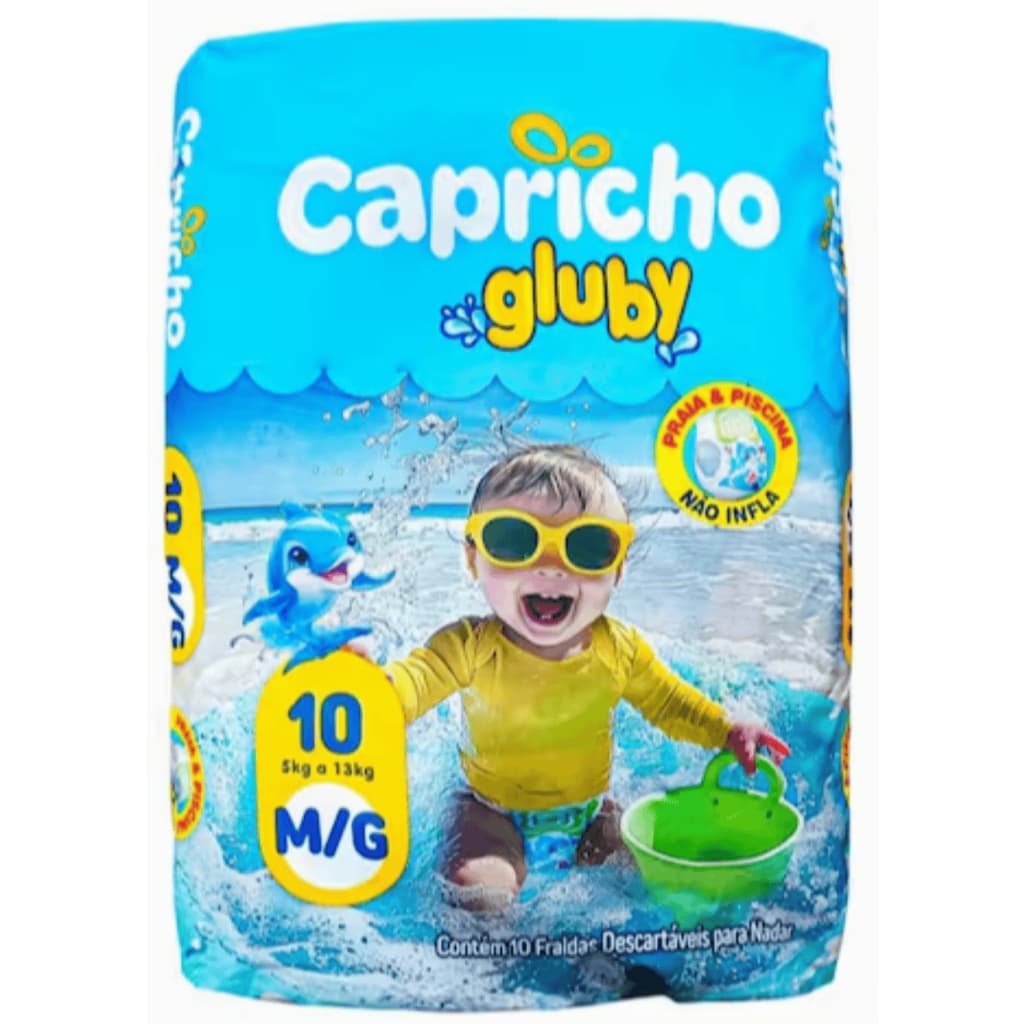 Fralda para nadar Capricho Gluby com 10 fraldas M/G 5kg a 13kg