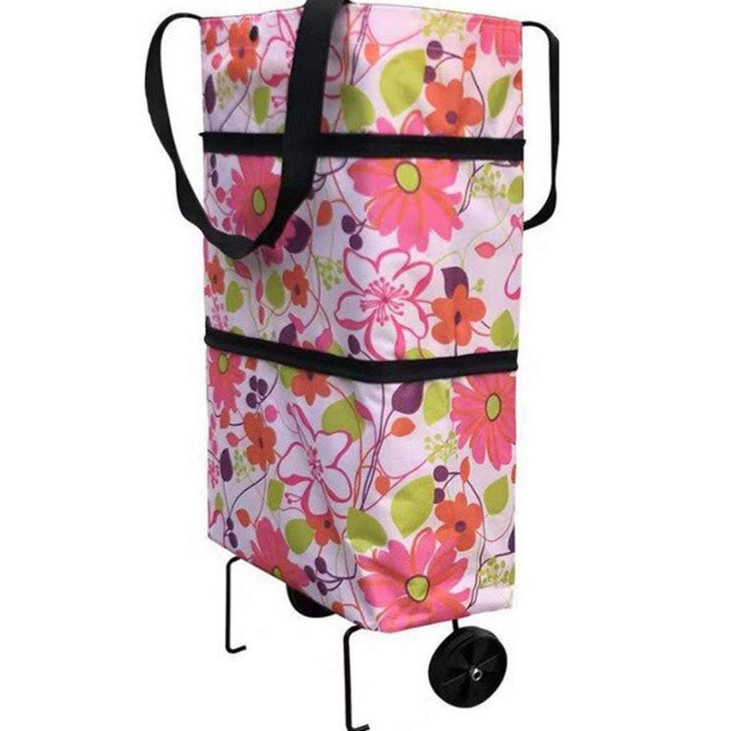 Carrinho Compras Feira Mercado Cores  Dobrável Mercado Feira Bolsa Rodinhas