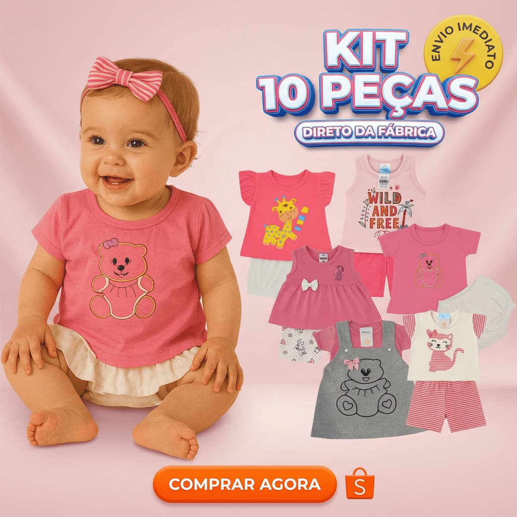 Kit 10 Peças Menina Bebê Infantil Peças de Roupas Verão Infantil Fashion Short Blusa Algodão