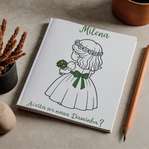 Revistinha de Colorir para Casamento | Lembrancinha Daminha e Pajem A6 Personalizada